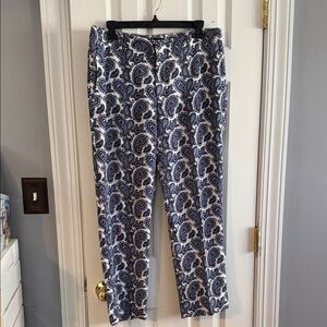 Banana Republic Paisley Print Ladies Pants - Blue & White